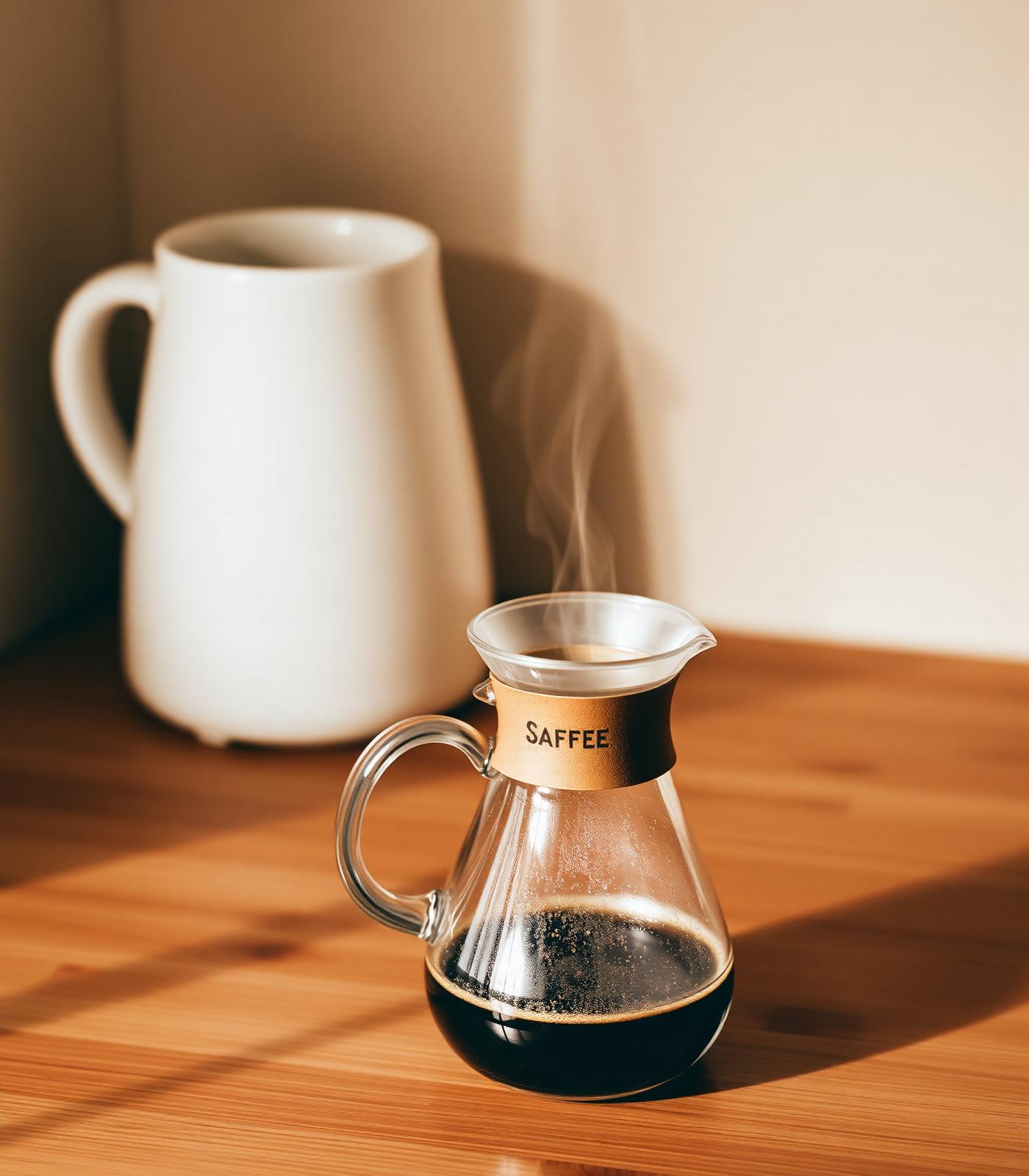 Slow pour-over coffee brewing into a glass carafe